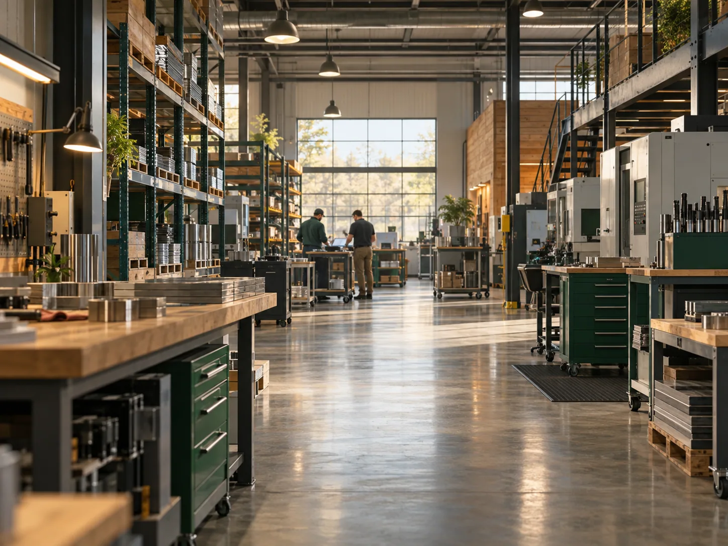 Modern manufacturing workshop in operation